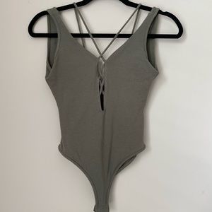 Green bodysuit one piece cross cute one piece